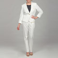 Emily Women's Cream Peplum Jacket Pant Suit