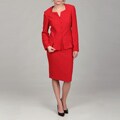Emily Women's Red Embellished Jacket/ Skirt Suit