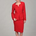 Emily Women's Red Embellished Jacket/ Skirt Suit