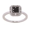 Sterling Silver 1/6ct TDW Black and White Diamond Square Fashion Ring (H-I, ...