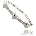 Finesque Sterling Silver Diamond Accent 3-heart Bangle Bracelet