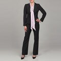 Anne Klein Women's Pink Scarf Black Pant Suit