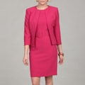 Anne Klein Women's Magenta Belted Jacket Dress