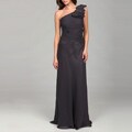 Hailey by Adrianna Papell Women's Gunmetal One-shoulder Ruffle Dress