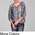 Jennifer & Grace Women's Animal Print Ruffled 3/4-sleeve Top