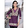Purple 3/4-sleeve Kurti/ Tunic with Designer Embroidery (India)