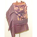 Selection Privee Paris 'LAURA Wine Burgundy' Striped Wool Shawl