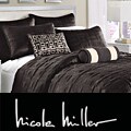 Nicole Miller City Square Black Full/Queen-size Coverlet