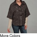 Last Kiss Women's Hooded 3-toggle & Zip Closure Tweed Poncho