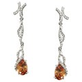 Cano Silvertone Champagne CZ and White Crystal Earrings