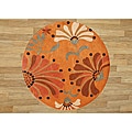 Hand-tufted Rust New Zealand Wool Blend Rug (6' Diameter)