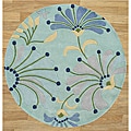Handmade Circular Nile Blue New Zealand Blended Wool Rug (6' x 6')