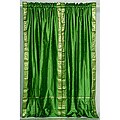 Forest Green Sheer Sari 84-inch Rod Pocket Curtain Panel Pair (India)
