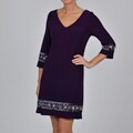 Oleg Cassini Women's Embellished Border Dress