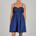 Oleg Cassini Women's Beaded Ruched Taffeta Party Dress