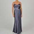 Oleg Cassini Women's Rosette Embellished Stretch Satin Evening Gown