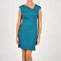 Oleg Cassini Women's Teal Cap-Sleeved Ponte Dress