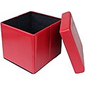 Red Folding Cube Storage Ottoman