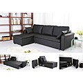Charlotte Black Faux Leather Convertible Sectional Sofa Bed
