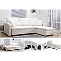 Charlotte White Faux Leather Convertible Sectional Sofa Bed