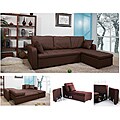 Charlotte Coffee Brown Faux Leather Convertible Sectional Sofa Bed