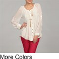 Premise Studio Women's Pleated Button-down Top