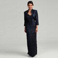 Jessica Howard Women's Navy Ruffled Beaded Dress