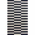 Handmade Luna Stripes Navy Wool Rug (7'6 x 9'6)