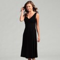 Jessica Howard Women's Black Pleated V-neck Dress