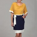 Jonathan Martin Women's Gold Colorblock Tie Dress