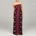 Lola P Women's Strapless Smocked Bodice Maxi Dress