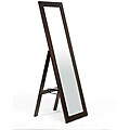 Lund Dark Brown Wood Modern Mirror with Built-In Stand