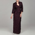 Jessica Howard Women's Eggplant Ruched Beaded Two-piece Dress