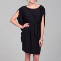 Jessica Howard Women's Black Batwing Sleeve Tie Waist Dress