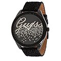 Guess Women's Textured Black Leather Strap Watch