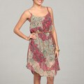 Lola P Women's Braided Belt Printed Sleeveless Dress