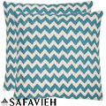 Zig-Zag 18-inch Embroidered Blue Decorative Pillows (Set of 2)