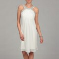 Scarlett Women's Ivory Beaded Neck Dress