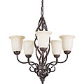 Five Light Rubbed Bronze Chandelier