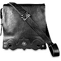Zeyner Black Italian Vachetta Leather Messenger Bag