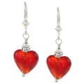 Charming Life Sterling Silver Red Glass and Crystal Earrings