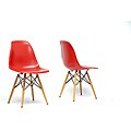 Azzo Red Plastic Mid-Century Modern Shell Chair (Set of 2)