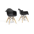 Pascal Black Plastic Mid-Century Modern Shell Chair (Set of 2)