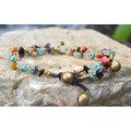 Goldtone Amethyst, Turquoise, Coral and Shell Anklet (Thailand)