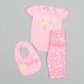 Baby Togs Newborn Girl's Baby Flowers Bib and Creeper with Floral Pants Set