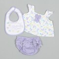 Baby Togs Newborn Girl's Butterfly Printed Top with Dot Panty and Bib Set