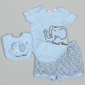 Baby Togs Newborn Boy's Creeper with Elephant Printed Diaper Short and Bib Set