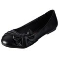 Lasonia Women's Black Pleat Detailing Bow Accent Flats