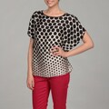 K Kasper Women's Oyster/ Black Polka-dot Top
