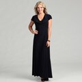 Patra Women's Lace Trim Cowl Neck Matte Jersey Dress